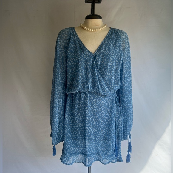 Allison New York Blue and White Floral Wrap Dress - Picture 1 of 7